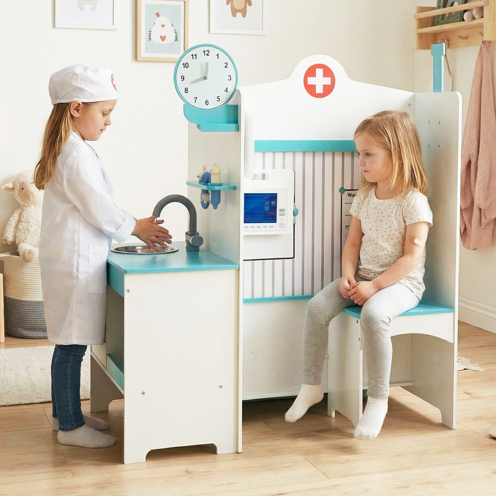 LJG Kids Doctor Play Set with Adjustable Height Bar