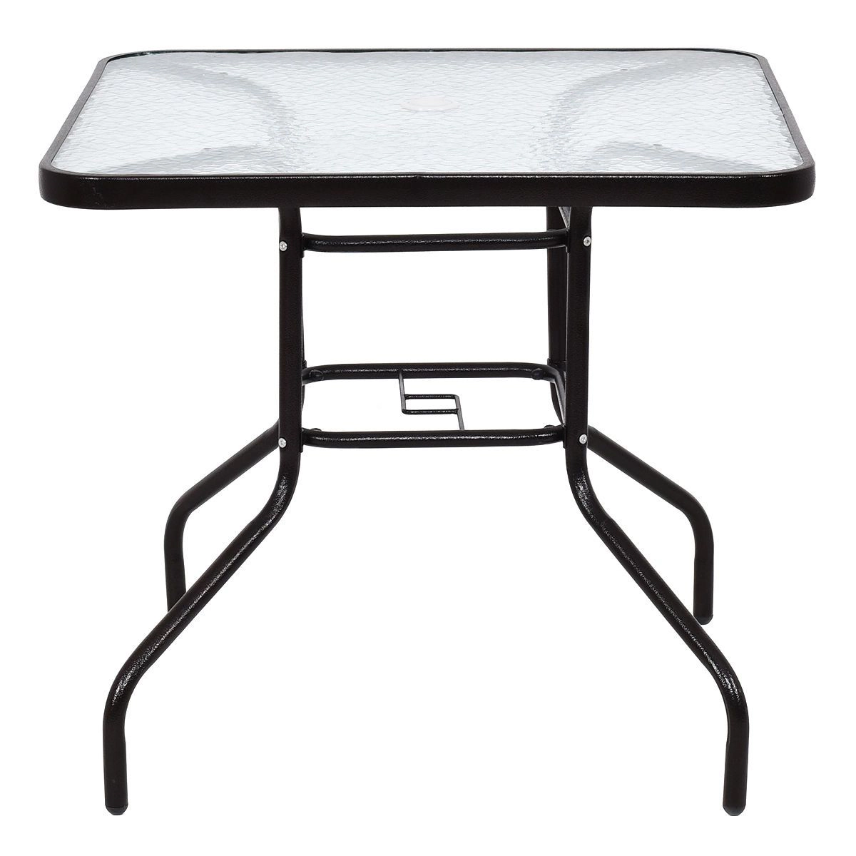 SlickBlue Square Glass Side Table with Metal Frame for Living Room