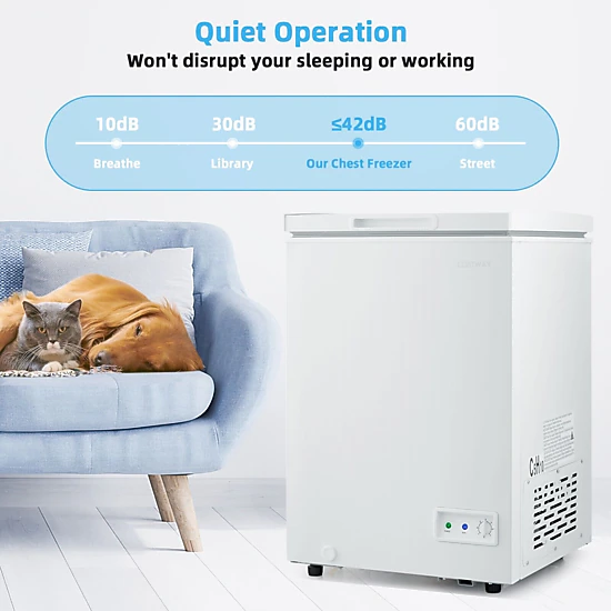Slickblue Compact Chest Freezer with 7-Setting Control, White