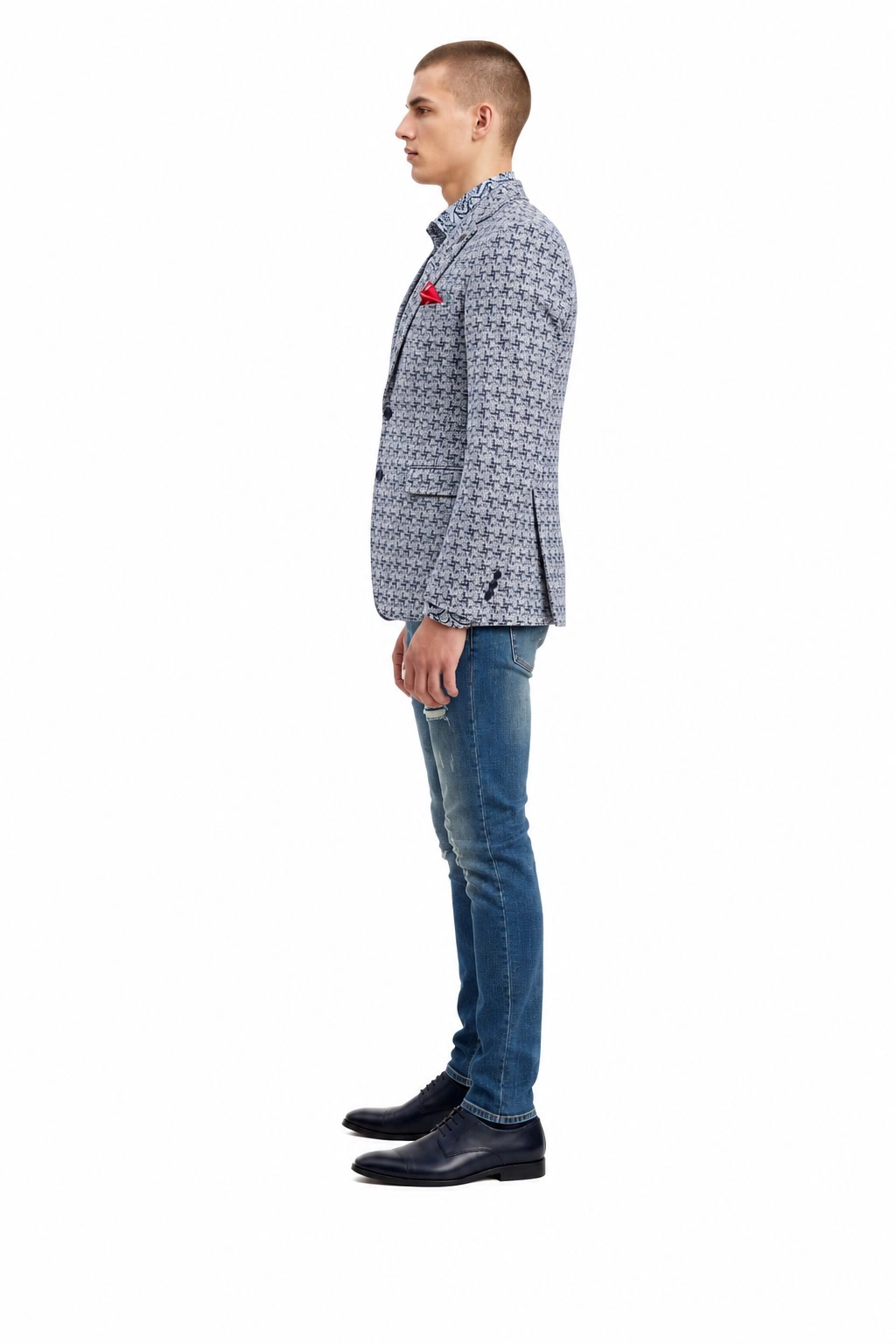 Elie Balleh Men's Slim Fit Houndtooth Brocade Blazer