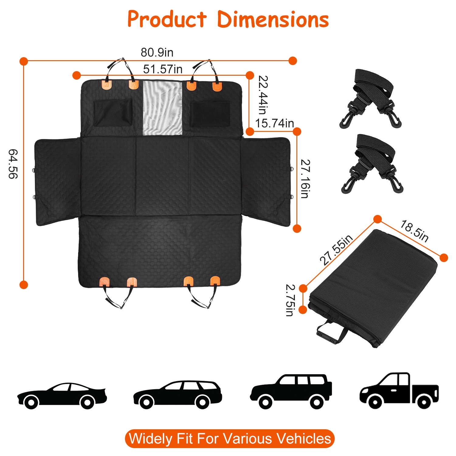 GBruno Waterproof Dog Car Back Seat Cover With Mesh