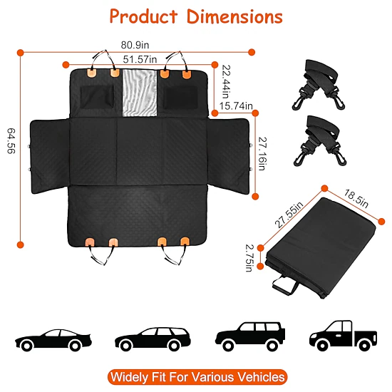 GBruno Waterproof Dog Car Back Seat Cover With Mesh