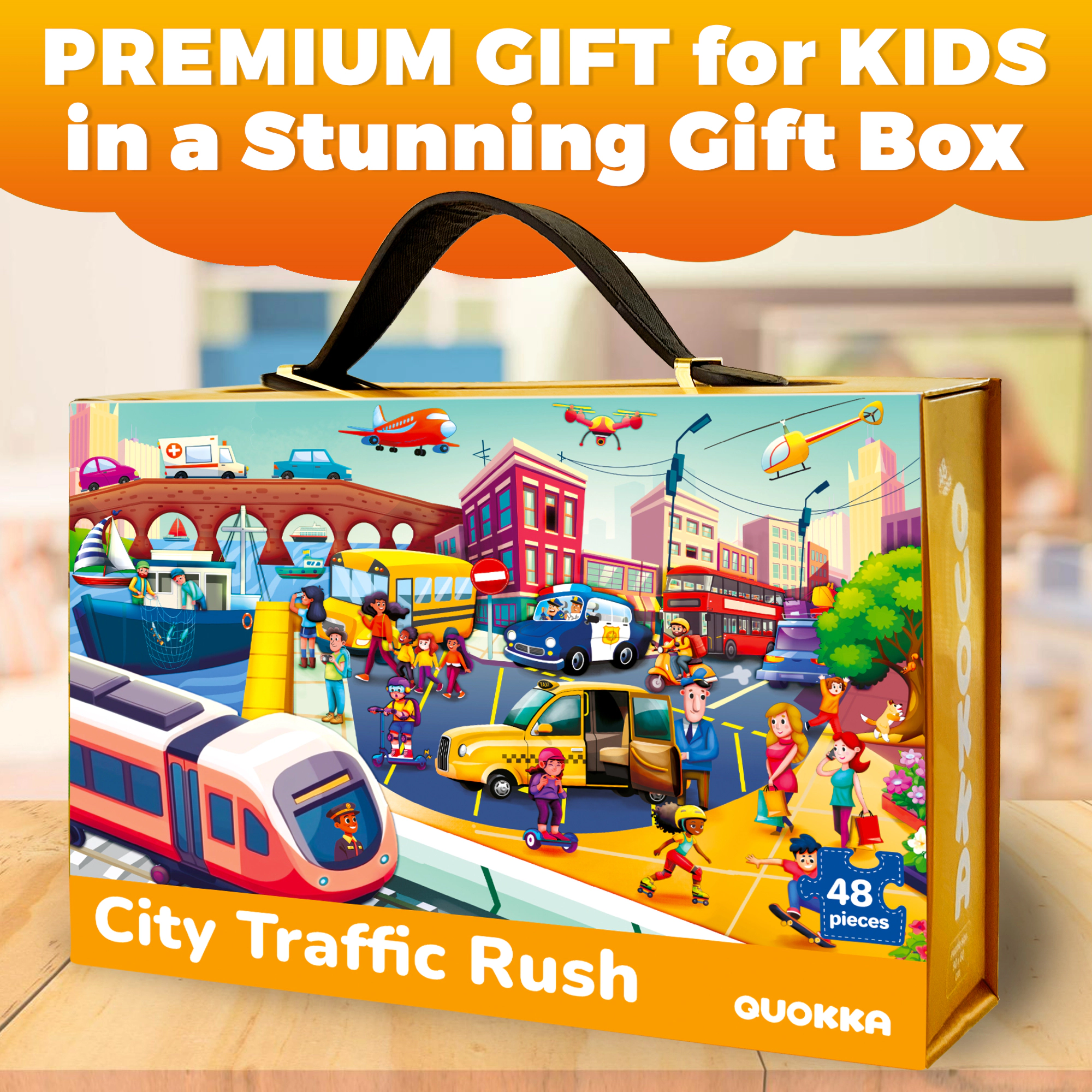 QUOKKA Giant Floor Jigsaw Puzzle, 48 Piece Educational Puzzle for Kids, USA Map, World Ages 3+