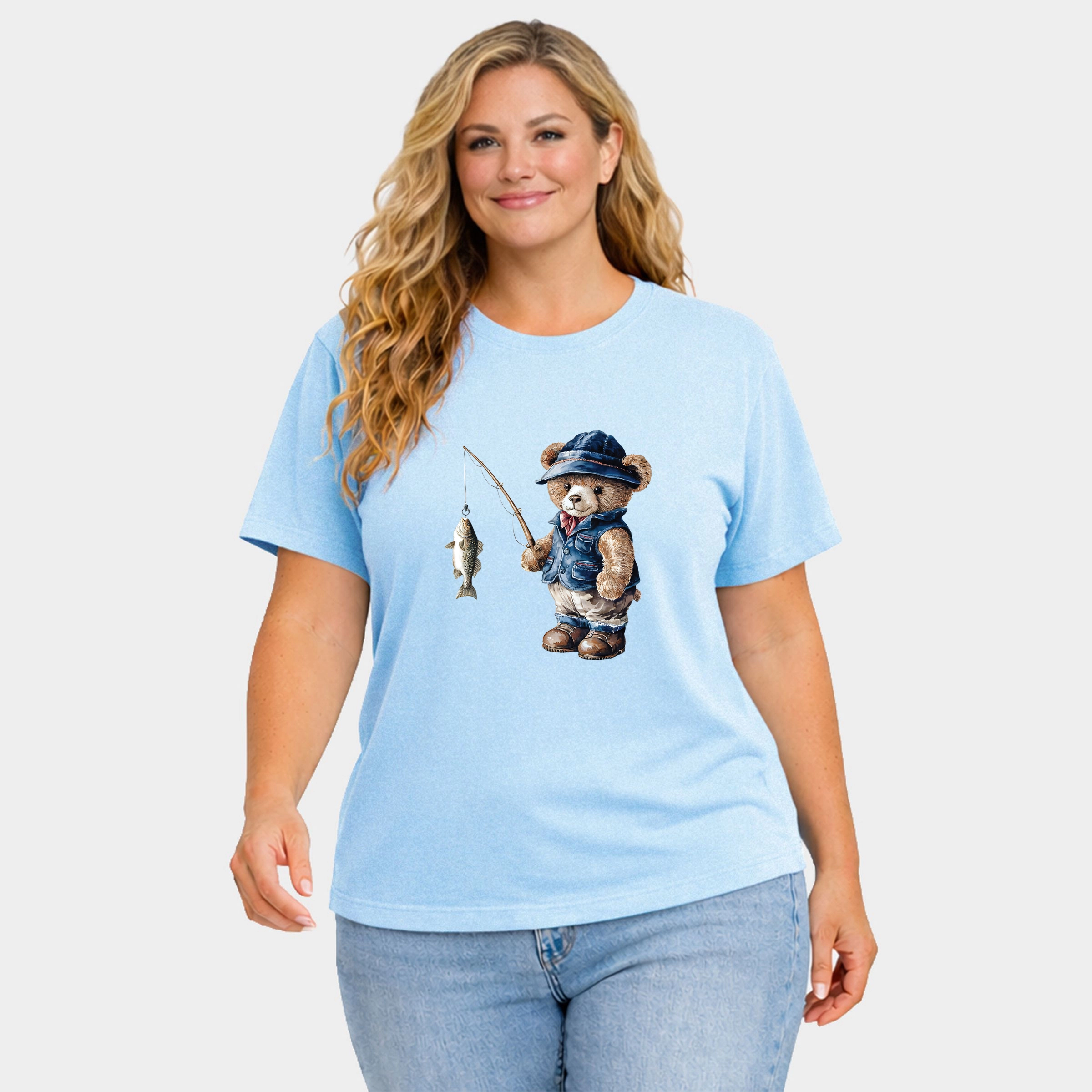 Simply Sage Market - Women's Plus Garment Dyed Tee Teddy Bear Fisherman