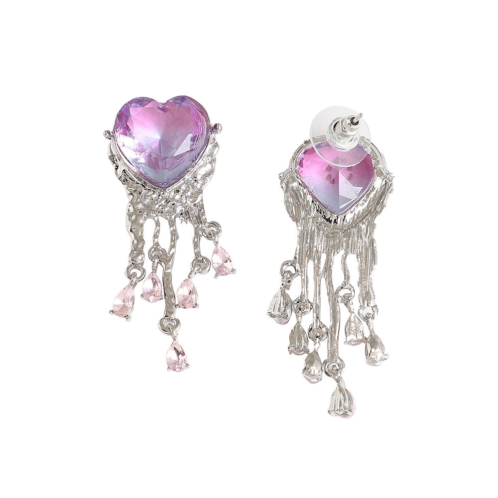 SOHI Women's Heart-Stone Drop Earrings