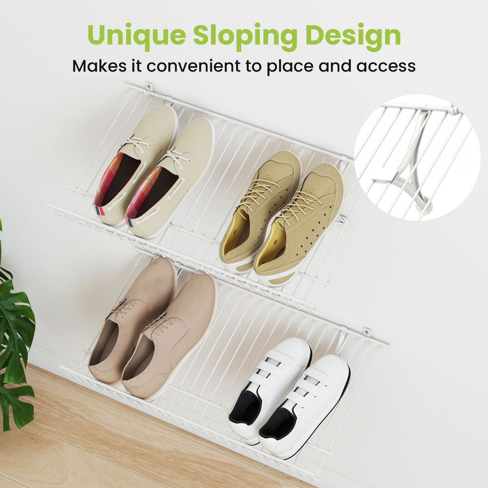 SlickBlue Metal Wall Mounted Shoe Rack, Floating Storage Shelves