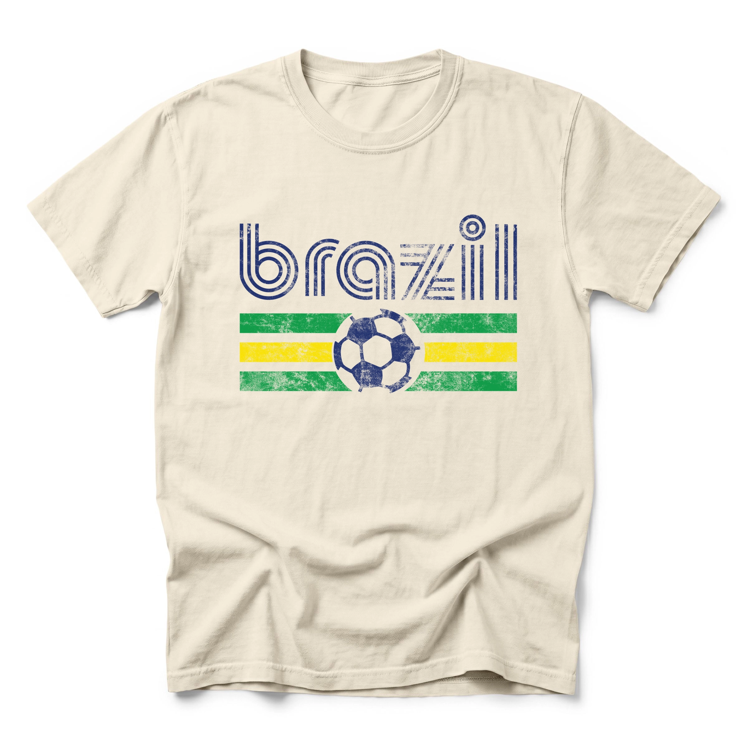 Simply Sage Market - Men's Garment Dyed Graphic T-Shirt Brazil Soccer Flag