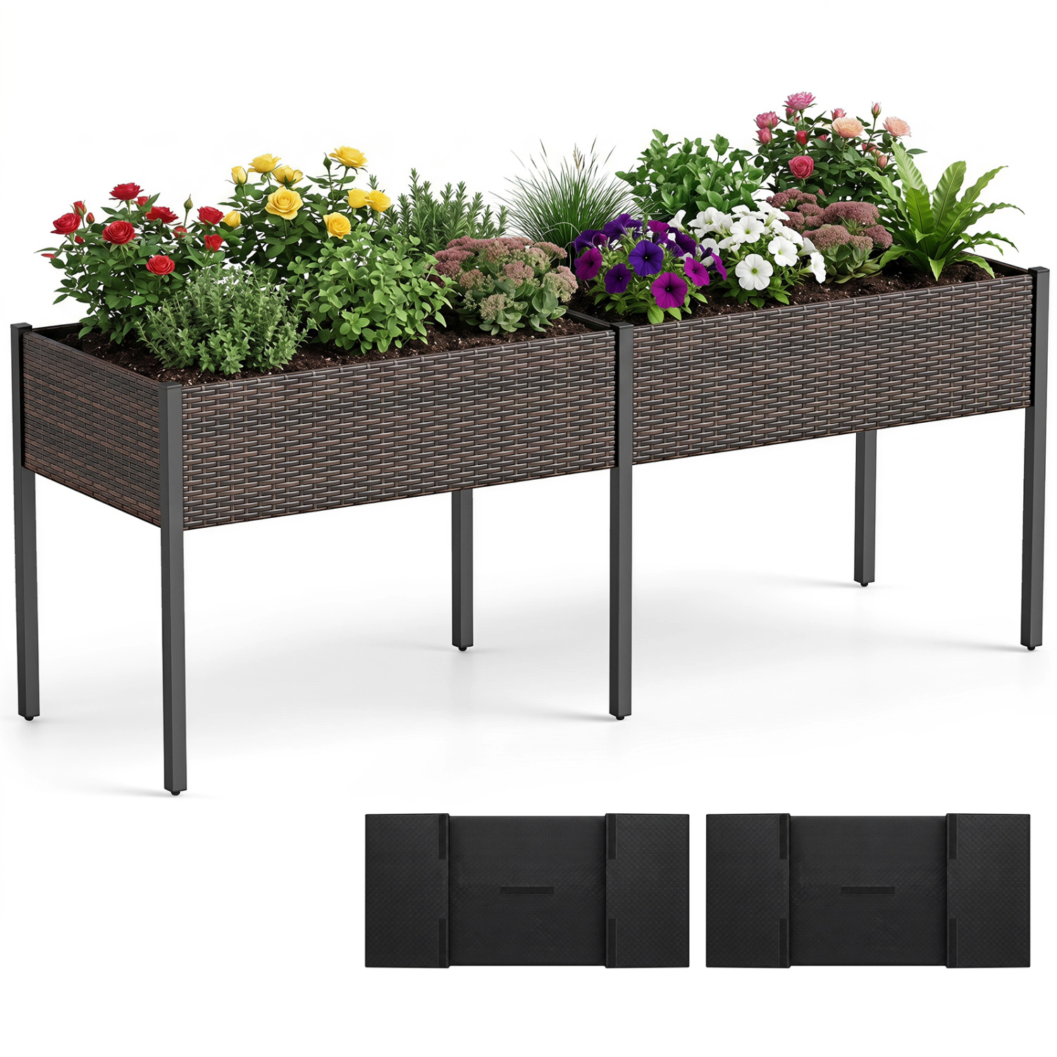 LJG Raised Garden Bed with Legs and Removable Liner for Vegetables Herbs Patio