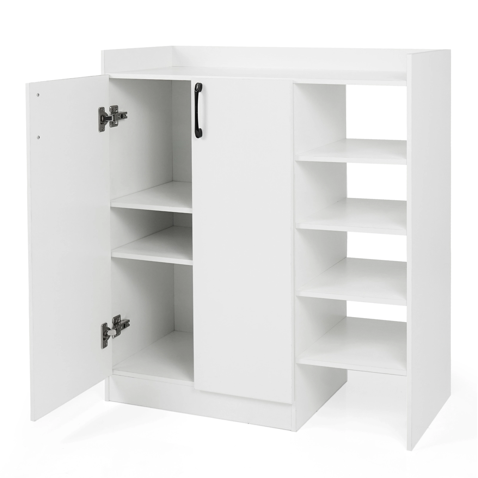 SUGIFT White 2 Doors and 2 Adjustable Inner Shelves Entryway Shoe Organizer Shoe Cabinet