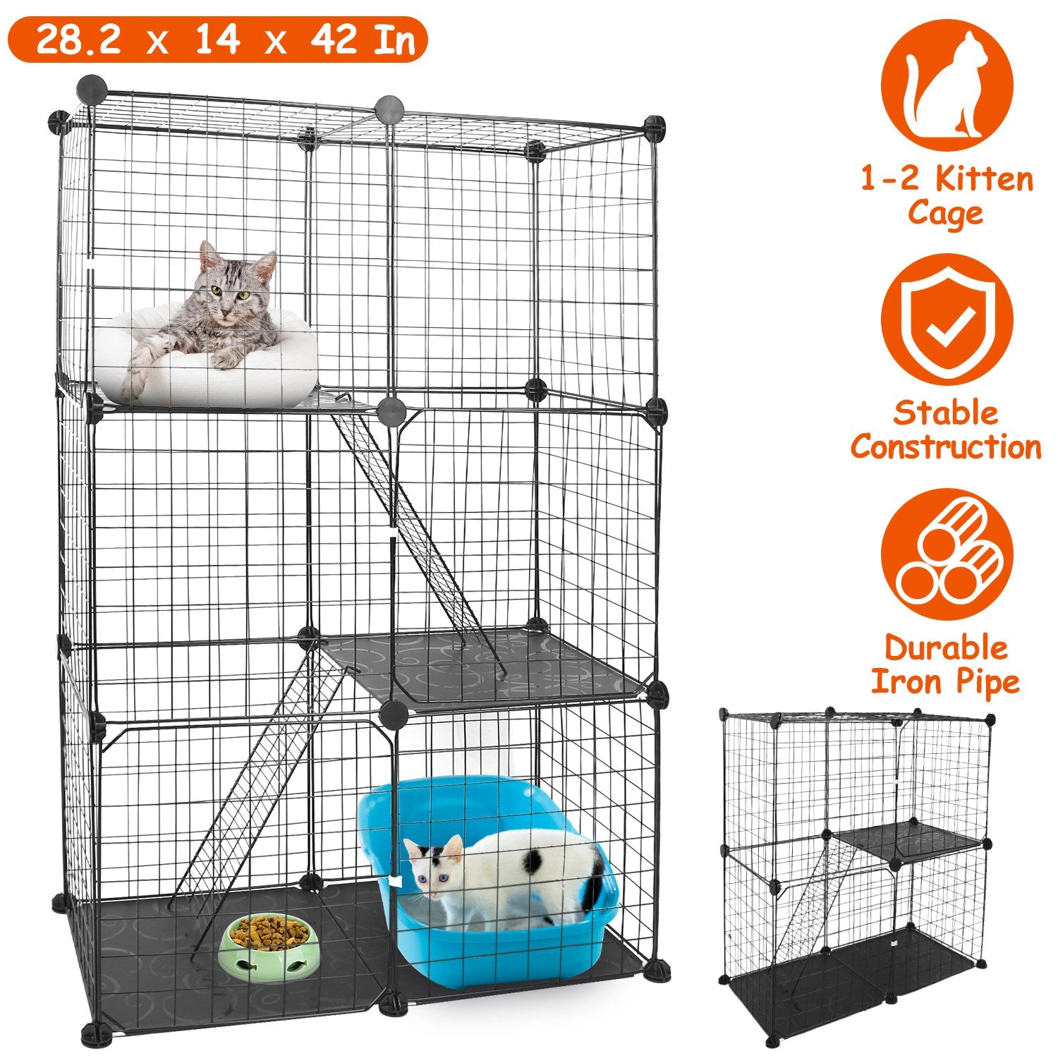 GBruno 3-Tier Metal Cat Playpen Cage