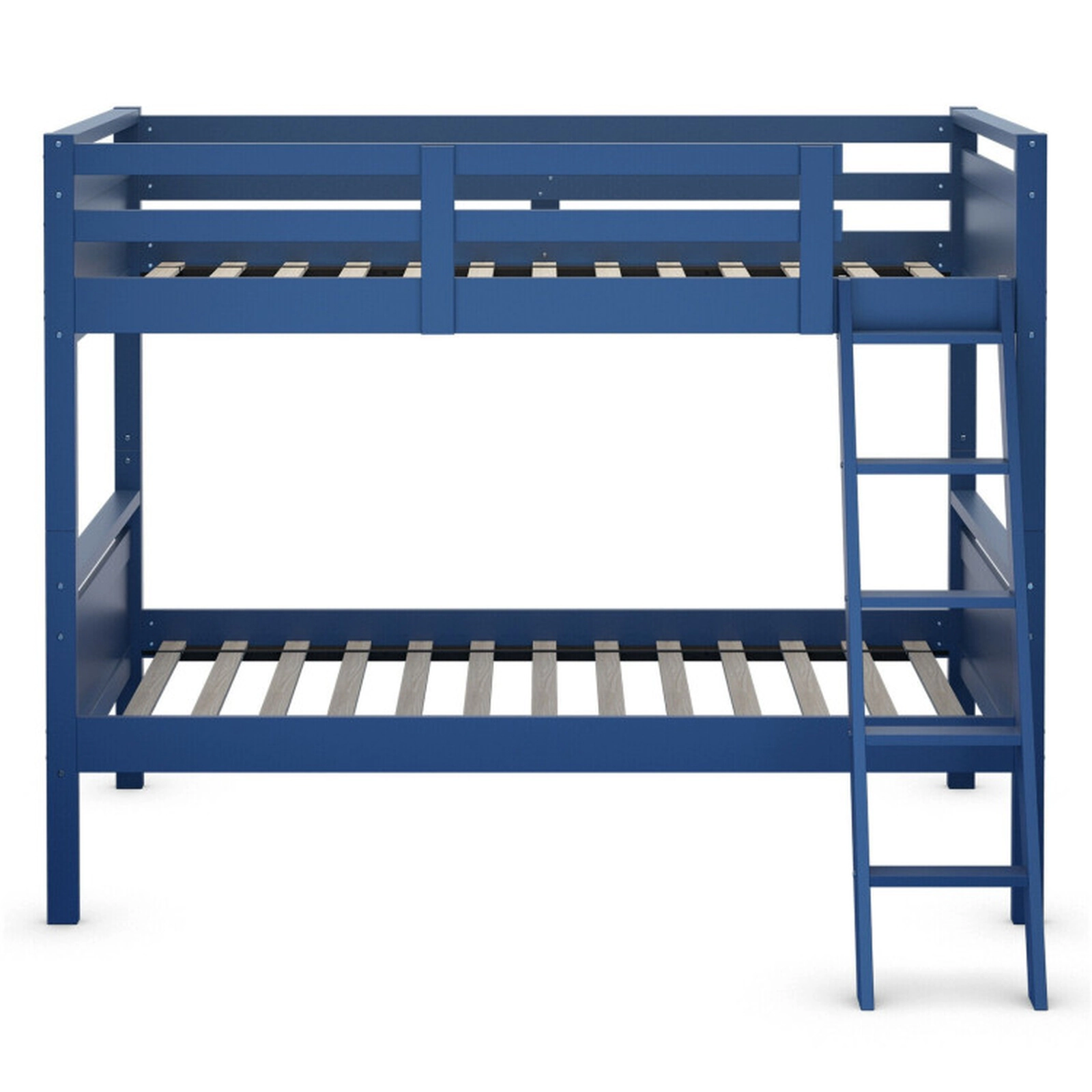 SUGIFT Kids Twin Over Twin Convertible 2 Beds 16-in Guardrails Bunk Bed 79.5-in x 60.5-in x 65-in 435-lb Capacity Navy