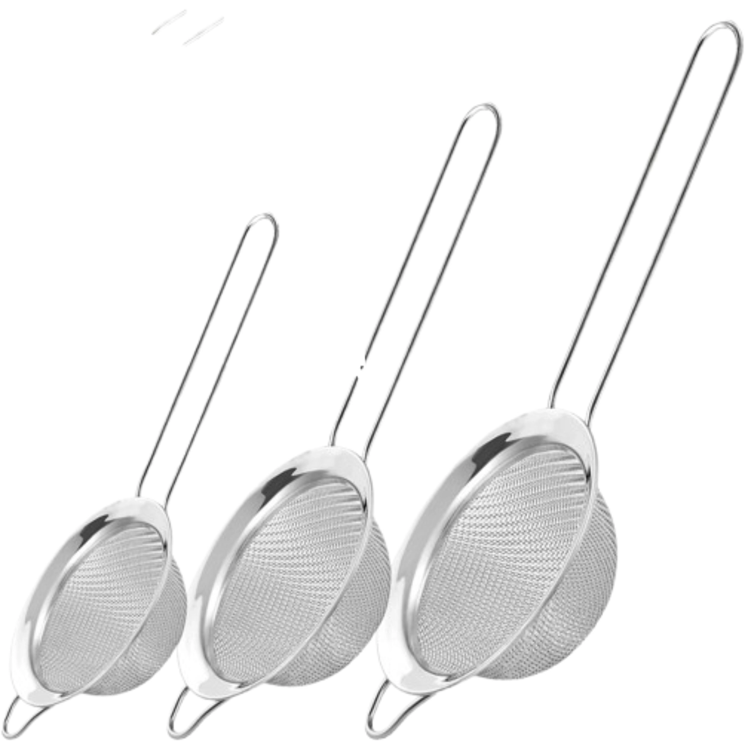 SS Design 3 Pack Stainless Steel Fine Mesh Strainers for Frying Food Filtering
