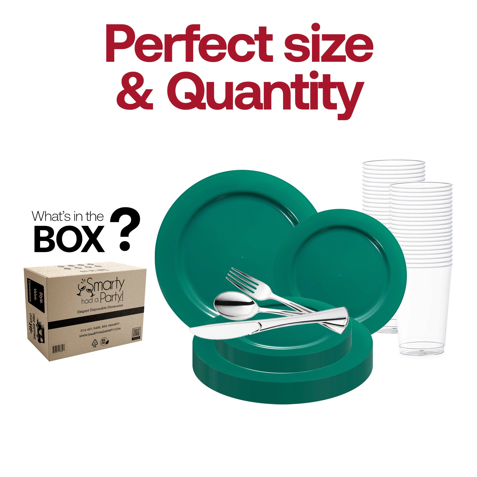 Smarty Had A Party Solid Green Holiday Round Disposable Plastic Wedding Value Set