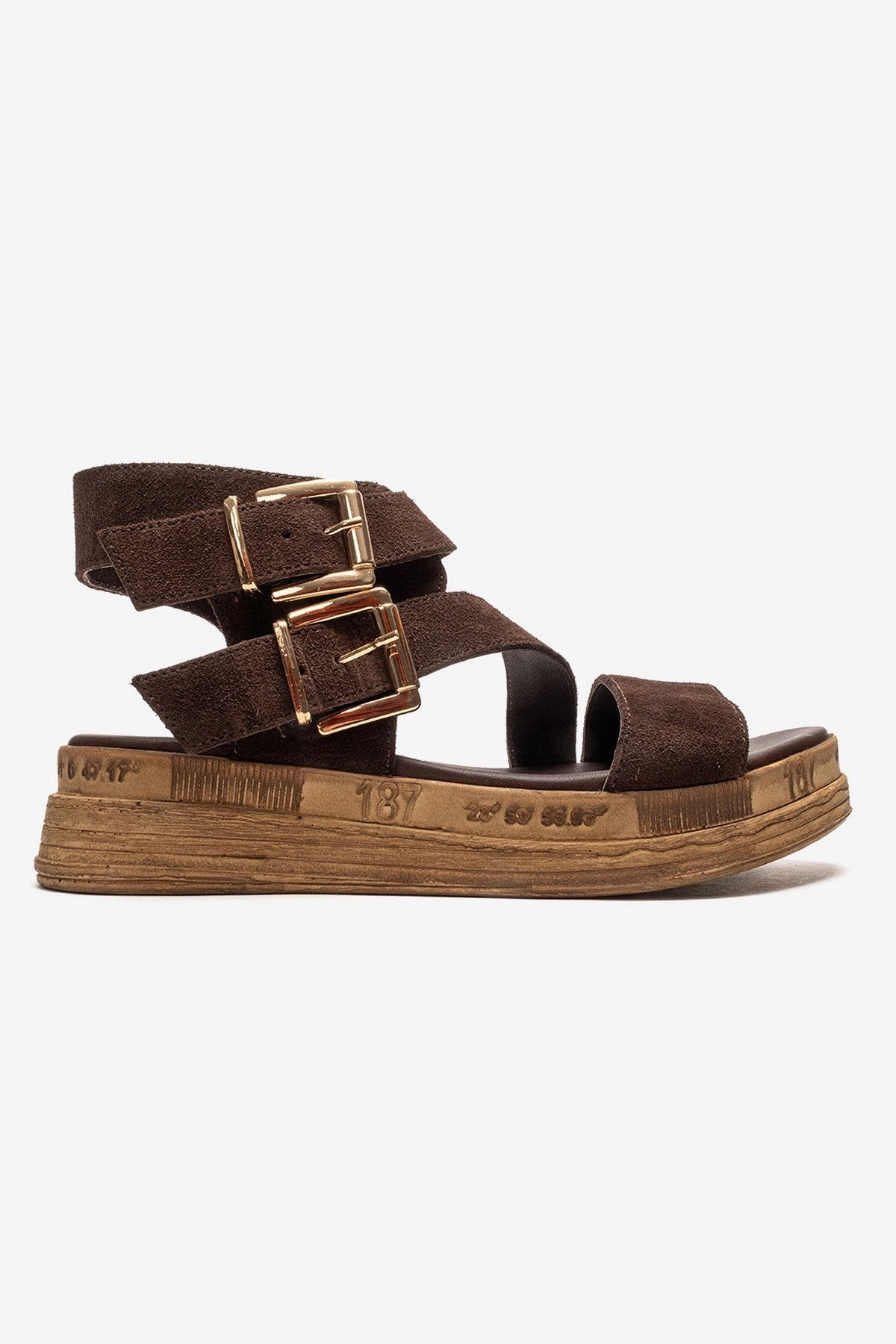 Forever & Always Womens Lorentis Leather Double Buckle Sandals