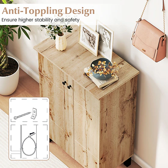Hivvago 4-Tier Shoe Organizer With Removable Shelves And 2 Doors, Color ...