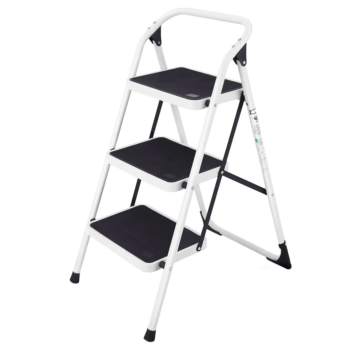 SlickBlue 3-Step Step Stool Ladder, Foldable, Anti-Slip Wide Steps