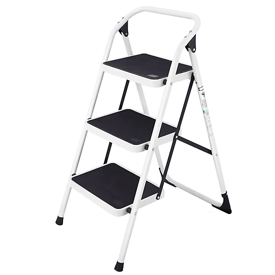SlickBlue 3-Step Step Stool Ladder, Foldable, Anti-Slip Wide Steps