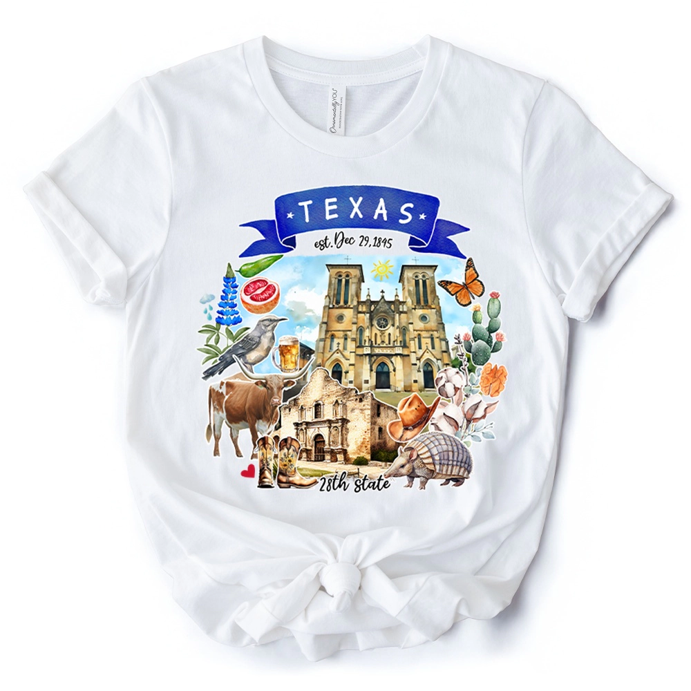 OrnamentallyYou Unisex Artistic Texas State Themes And Landmarks T-Shirt