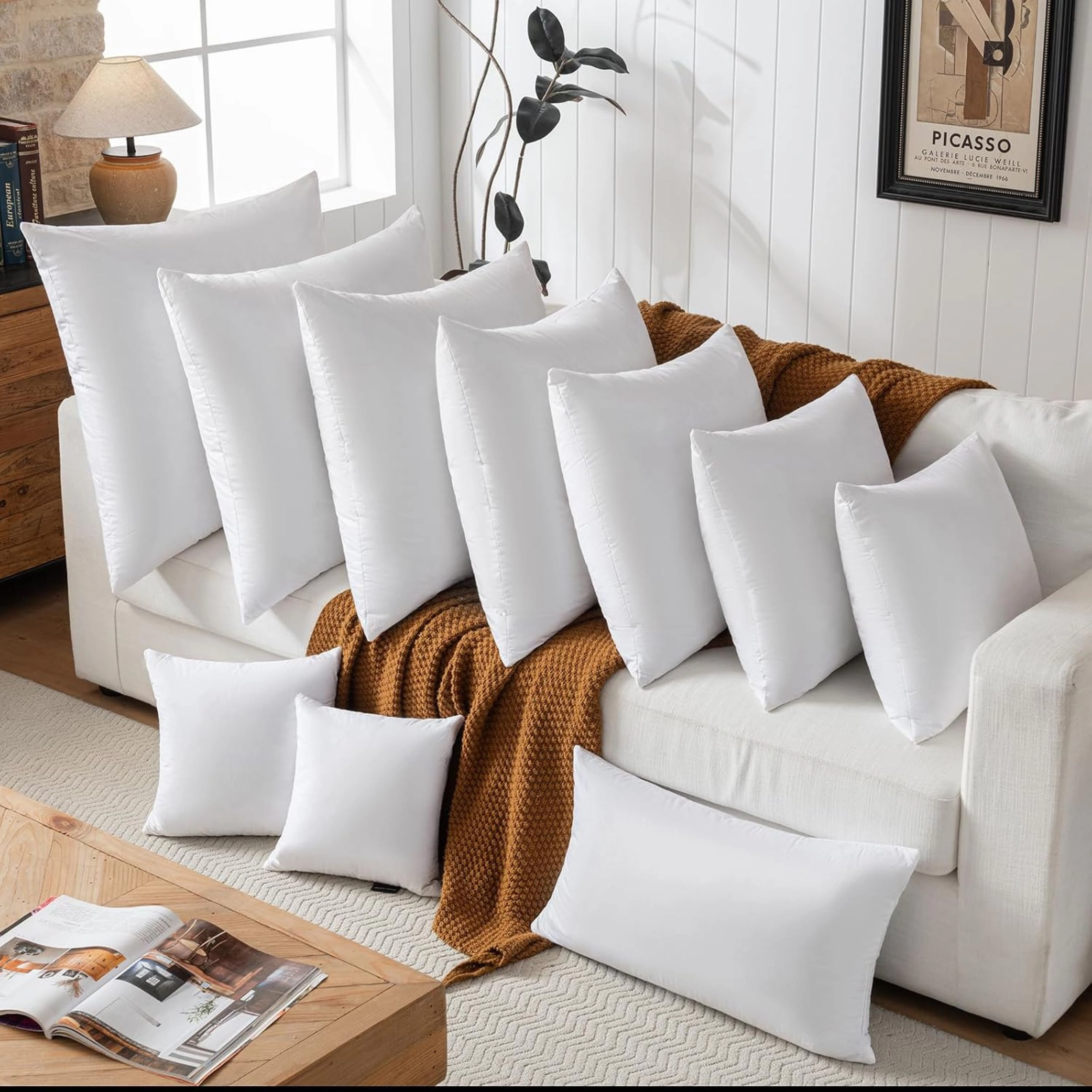 Stock Preferred Down Feather Decorative Throw Pillow Inserts Set of 2 White