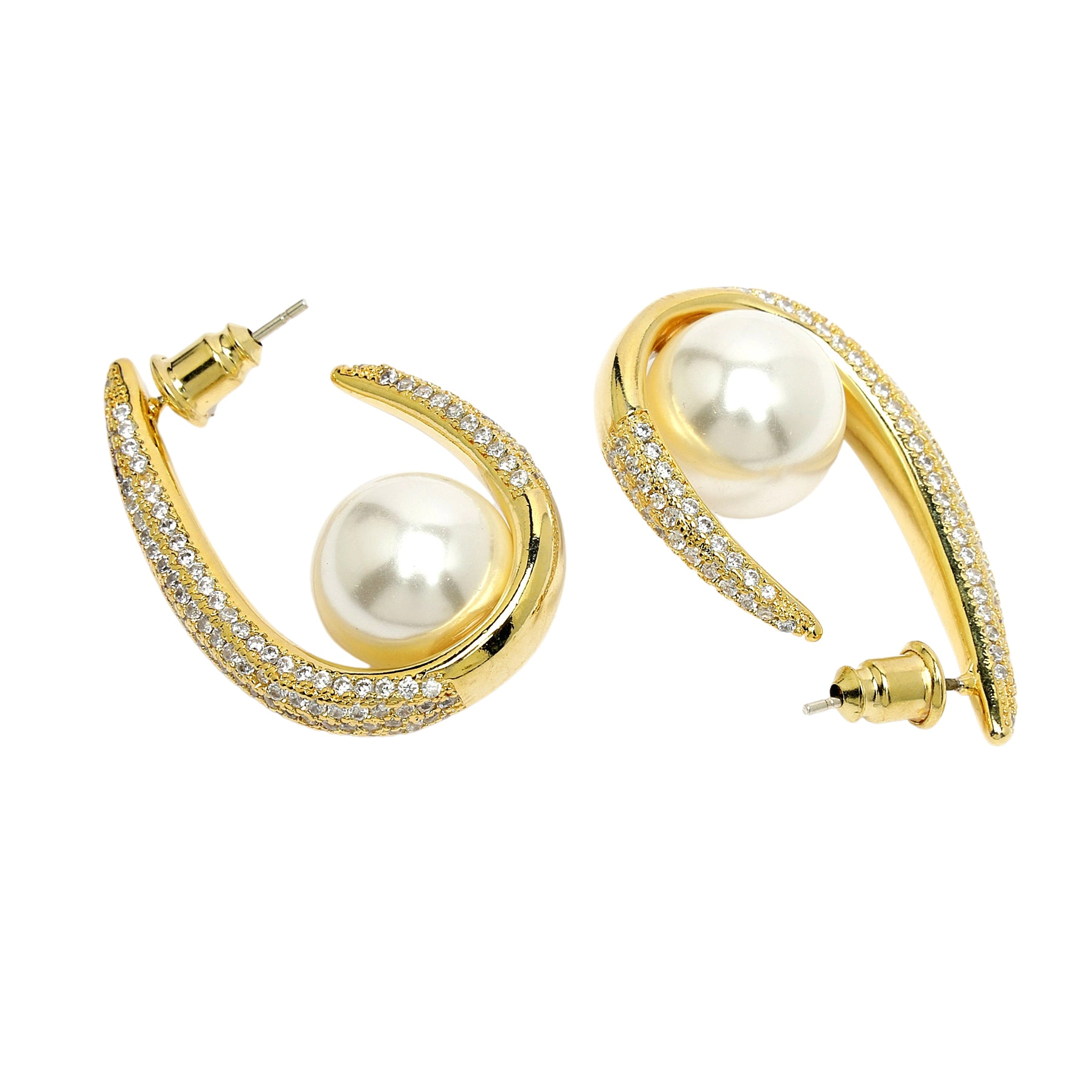 AGP PARIS Womens Diva Iconic Sling Pearl Hoop Earrings