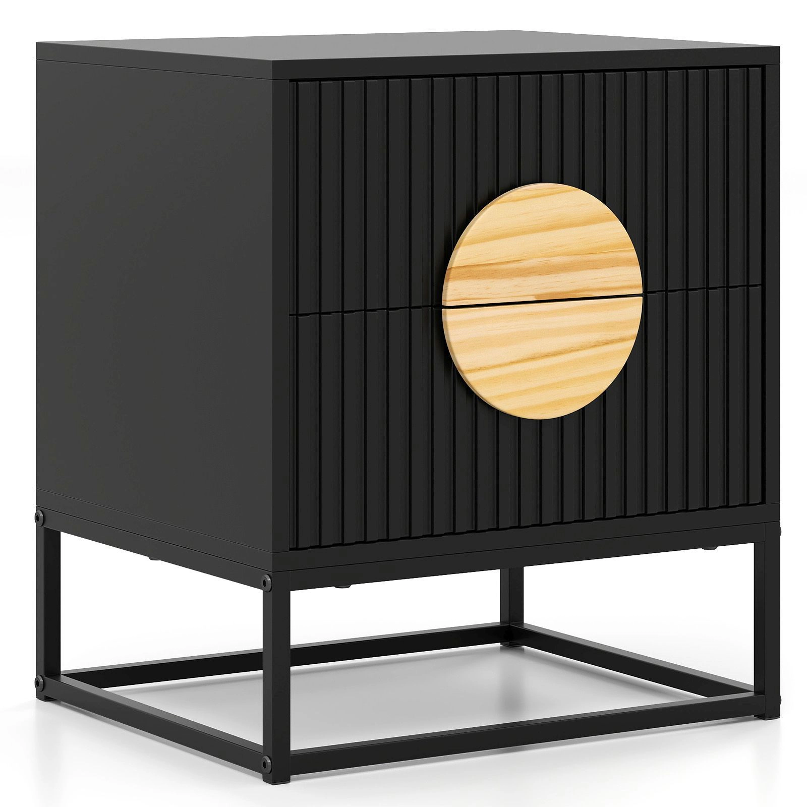 SlickBlue Fluted 2-Drawer End Table with Metal Frame