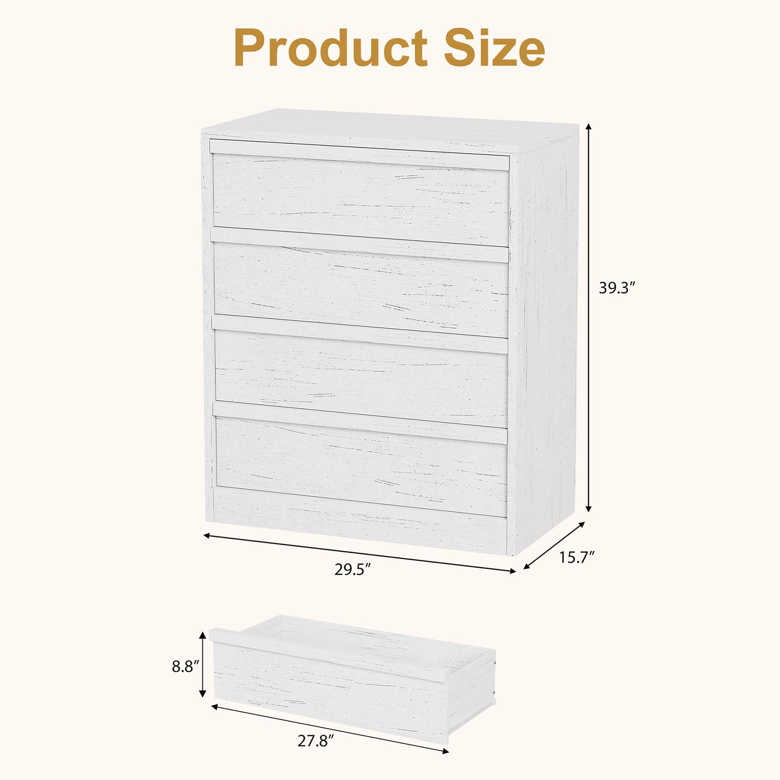 4 Drawer Tall Dresser Nightstand, Modern Small Chest with Storage for Bedroom, Nursery or Entryway