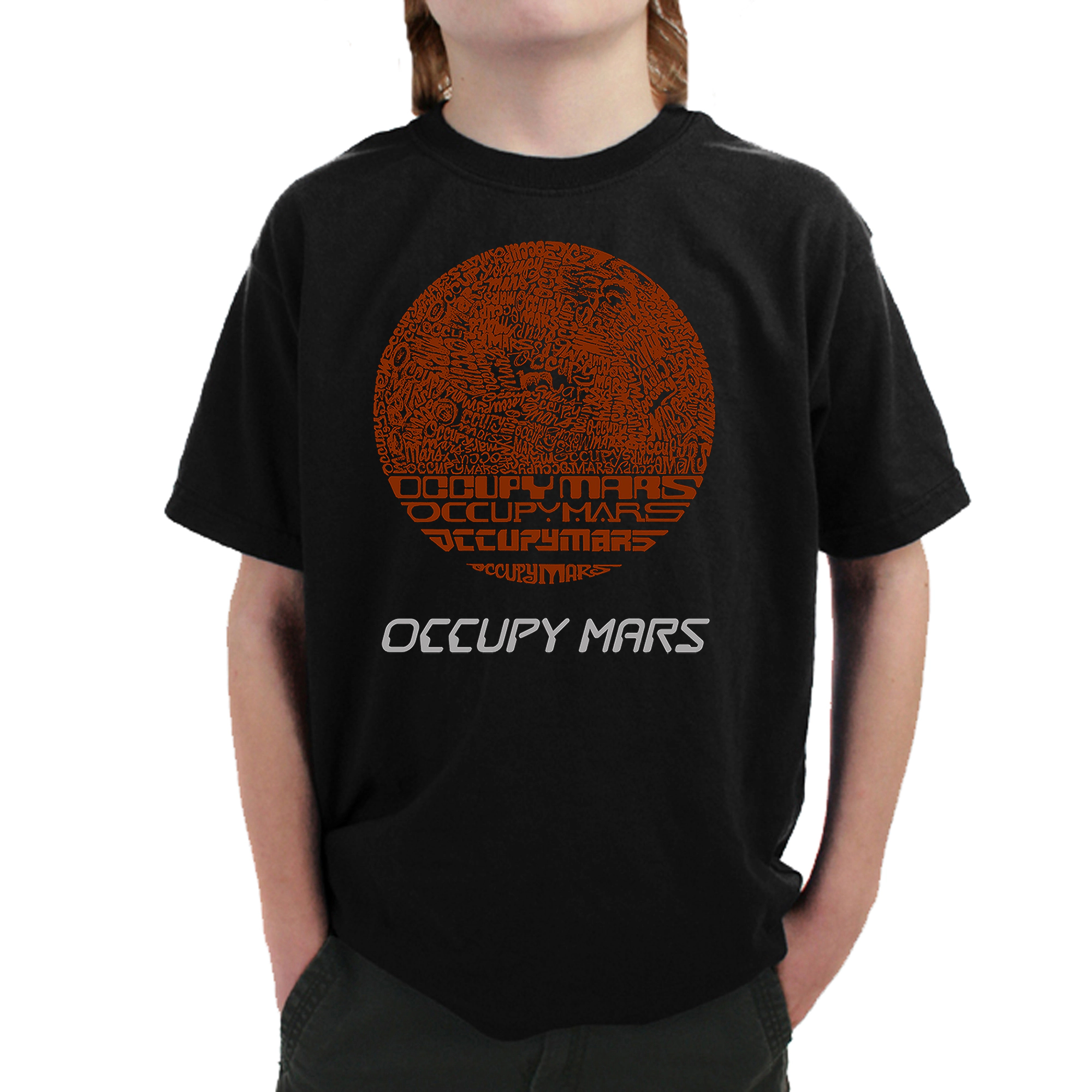 LA Pop Art Boy's Word T-Shirt - Occupy Mars