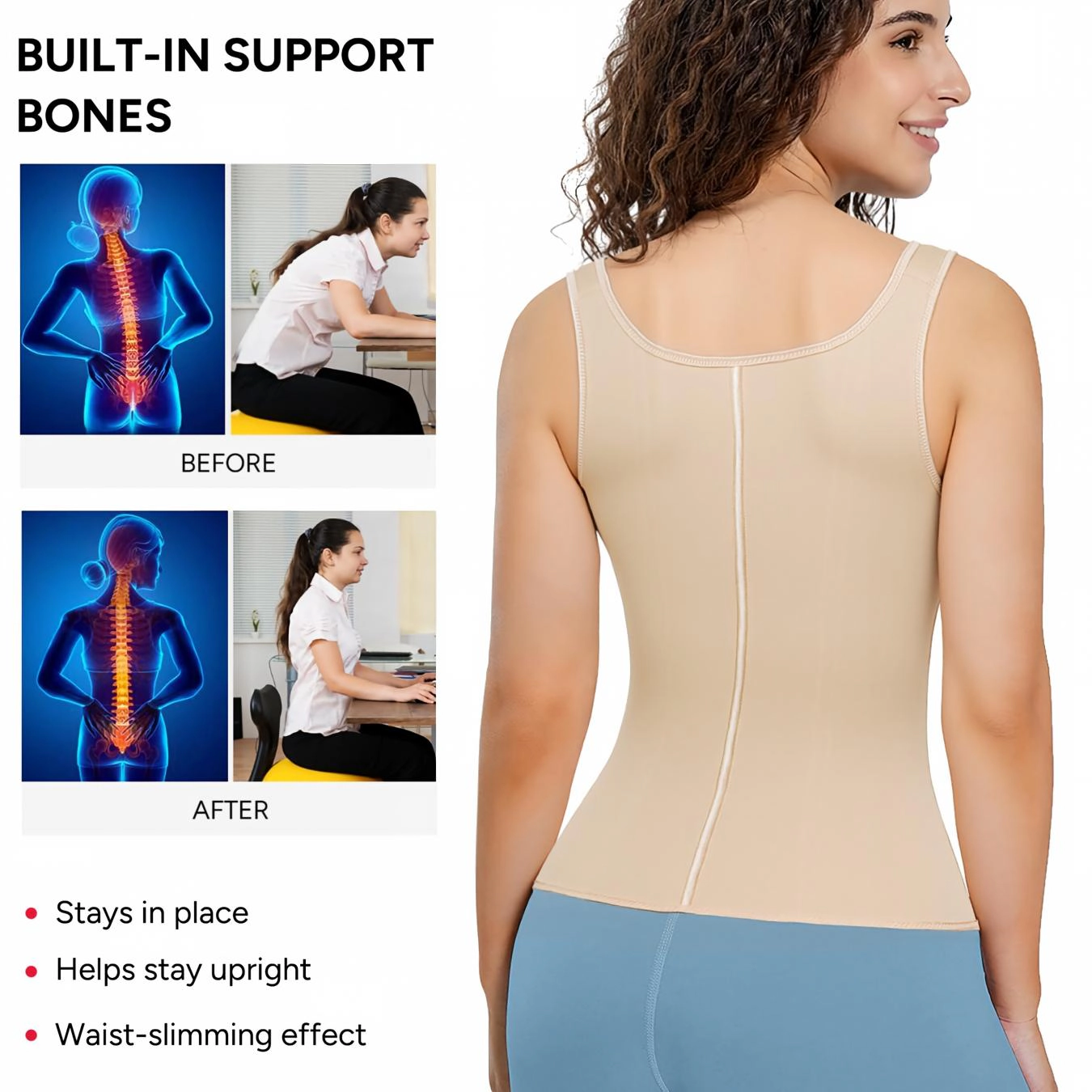 Nebility Women Adjustable Strap Tummy Control Shapewear Waist Trainer Corset