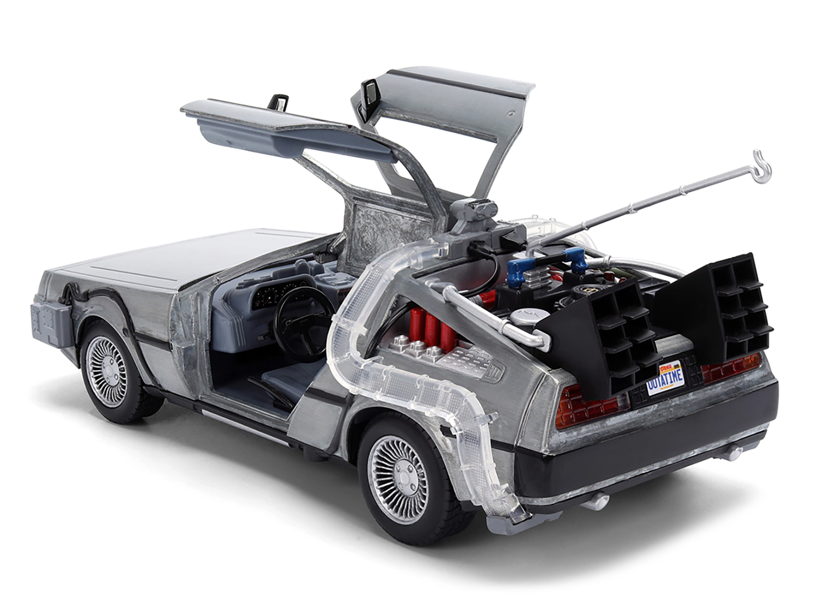 Jada DeLorean Brushed Metal Time Machine with Lights "Back to the Future" (1985) Movie "40th Anniversary"