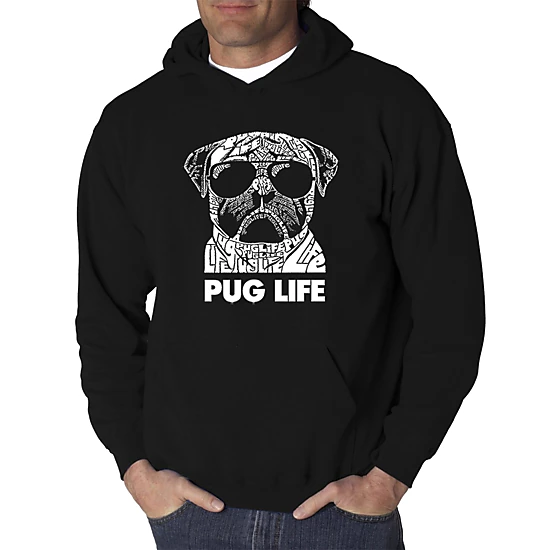 LA Pop Art Pug Life - Men's Word Art Hooded Sweatshirt