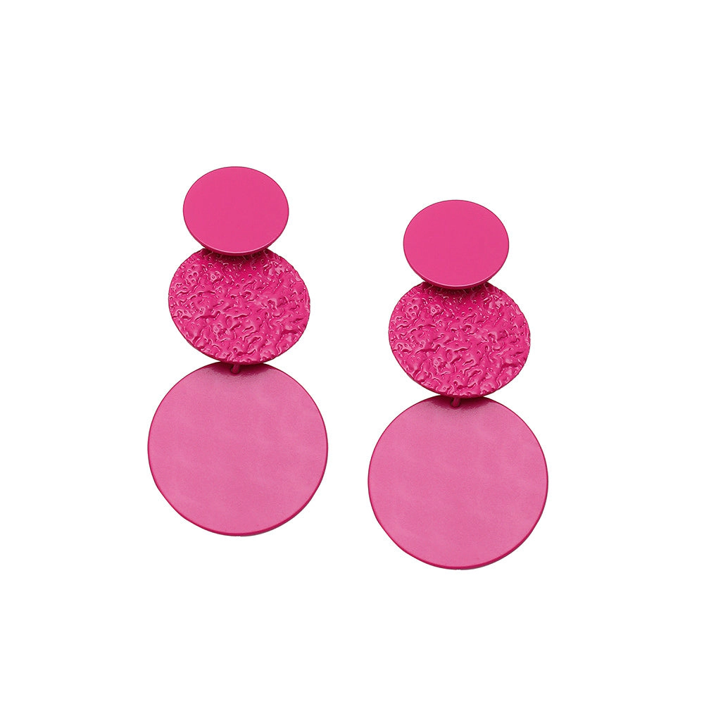 SOHI Women's Silver Dented Drop Earrings