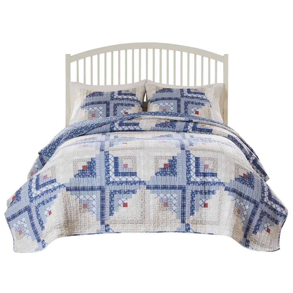 Greenland Home Fashions Reversible Rustic Log Cottage Cabin Cotton Face Microfiber Back Quilt Set 2 PC