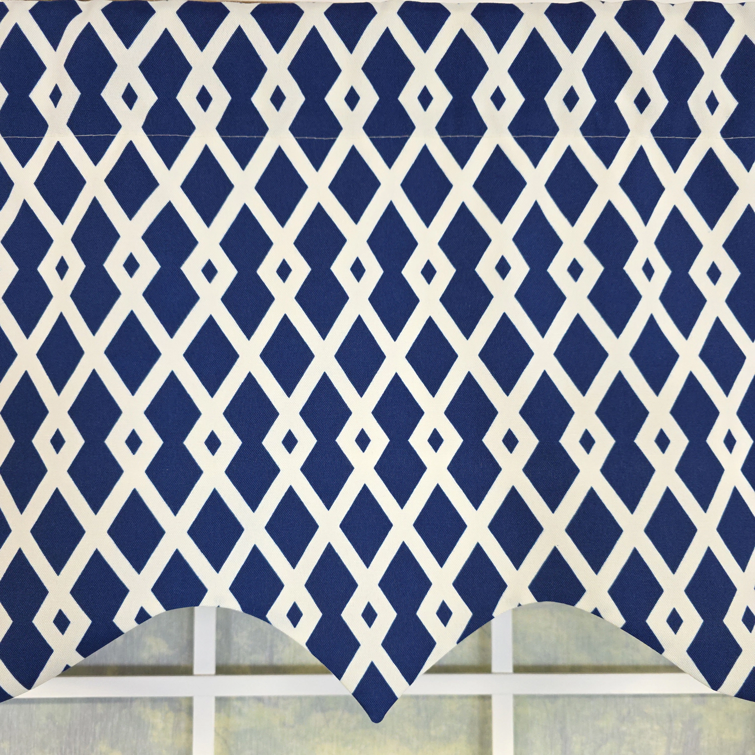 RLF Home 100% Cotton Jewel Regal  Fully lined Windows Rod Pocket Valance 50" x 17"  Navy