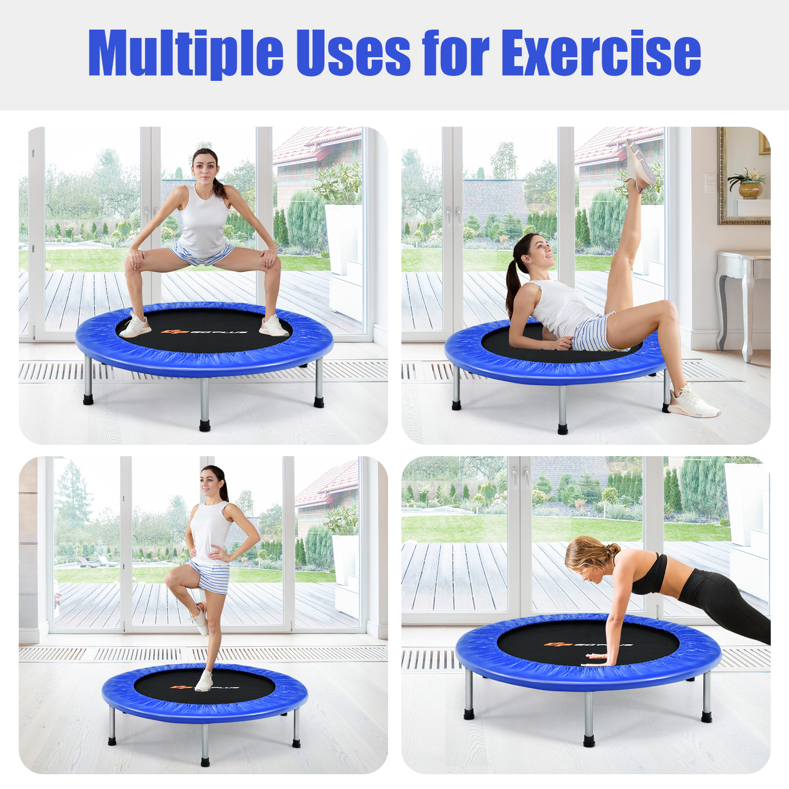 LJG 36 Inch Mini Folding Trampoline Portable Recreational Fitness Rebounder