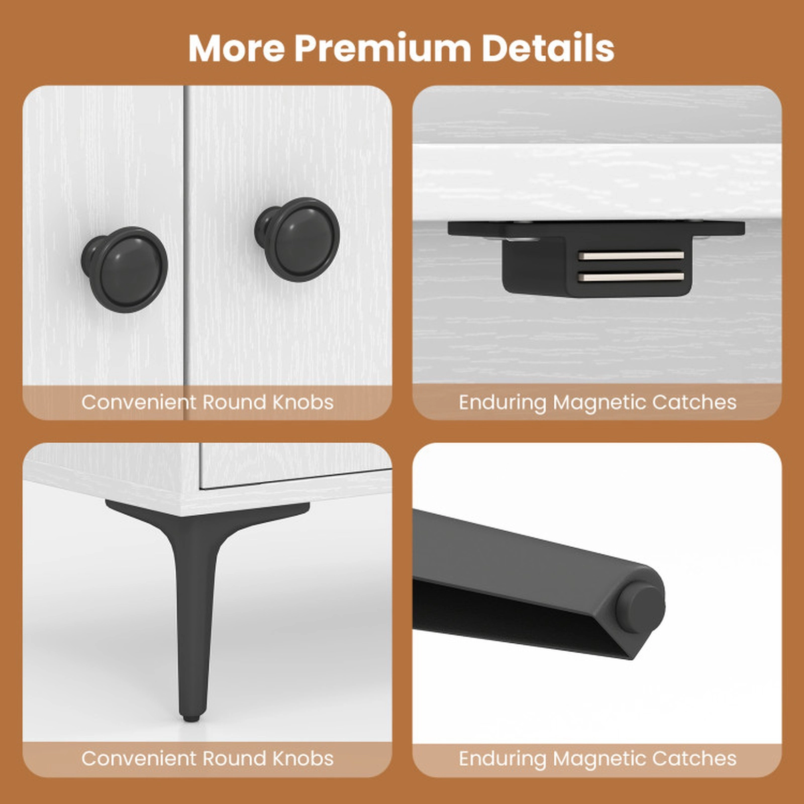 SUGIFT White Bookshelf with 3 Doors and 2 Anti-Tipping Kits for Home Office
