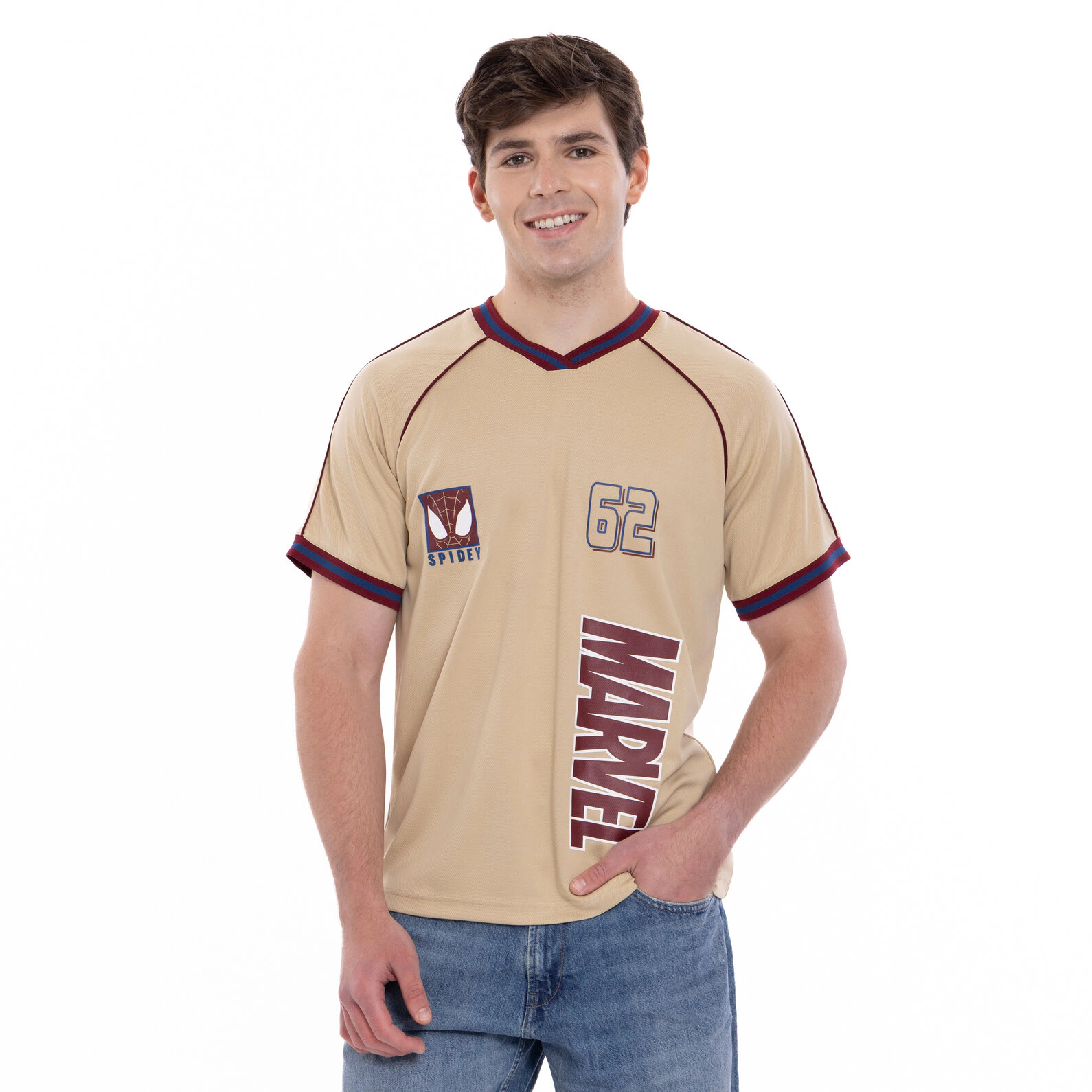 Marvel Men's Athletic Jersey Shirt  V-neck T-Shirt