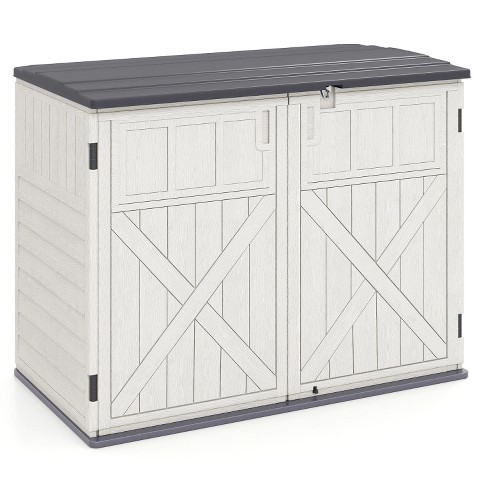 SUGIFT 20-Cu-Ft Lockable 3-Door Resin Horizontal Outdoor Storage Shed 46.5-in x 25-in x 37-in 860-lb Capacity White