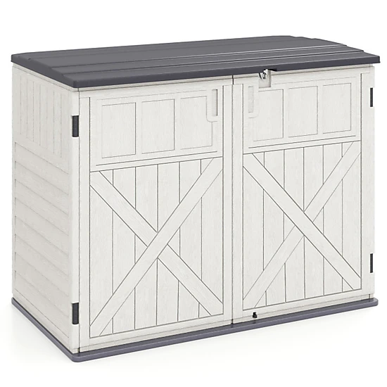 SUGIFT 20-Cu-Ft Lockable 3-Door Resin Horizontal Outdoor Storage Shed 46.5-in x 25-in x 37-in 860-lb Capacity White