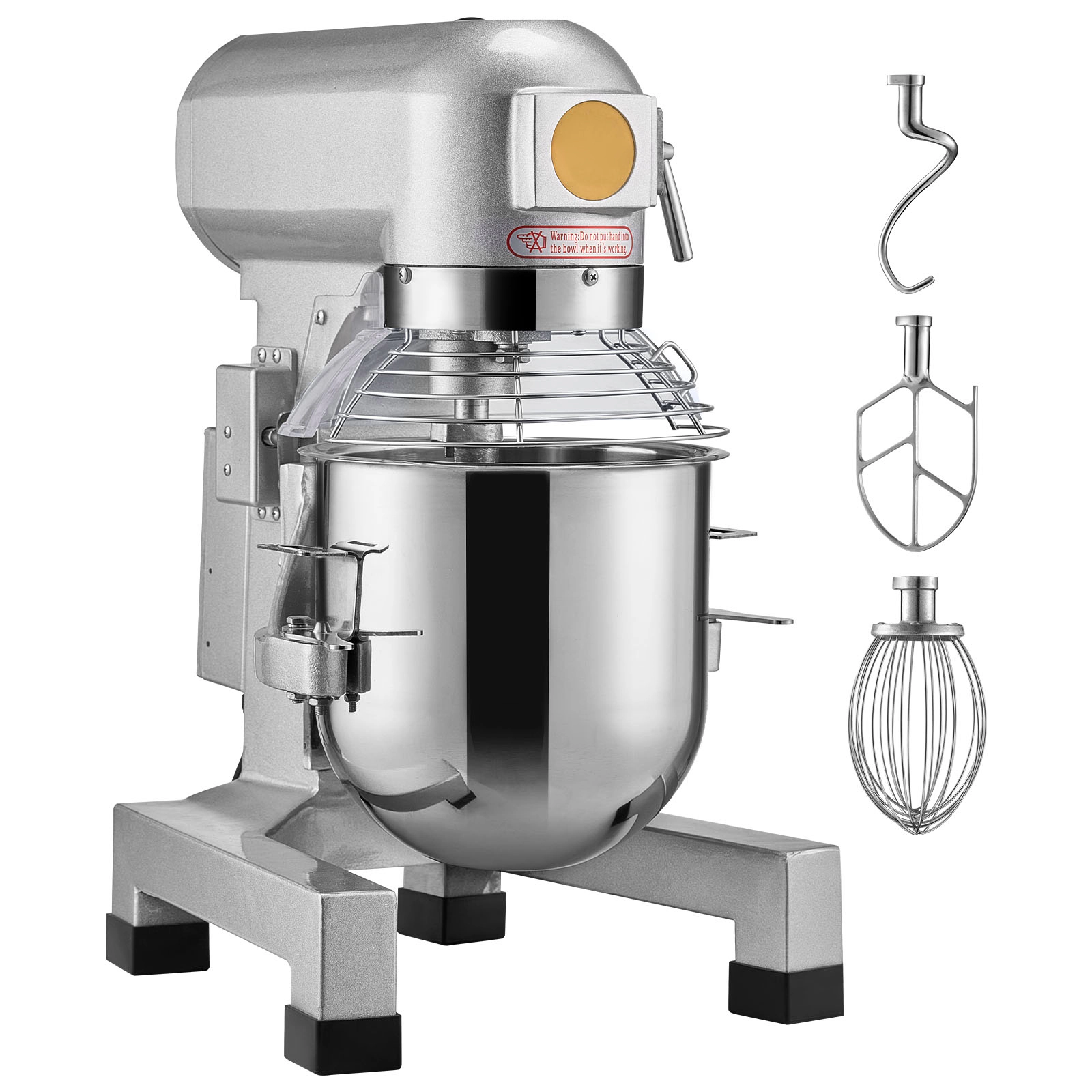 HONGGE Commercial Food Mixer Commercial Stand Mixer with 3 Adjustable Speeds 550W Dough Mixer with Stainless Steel Bowl