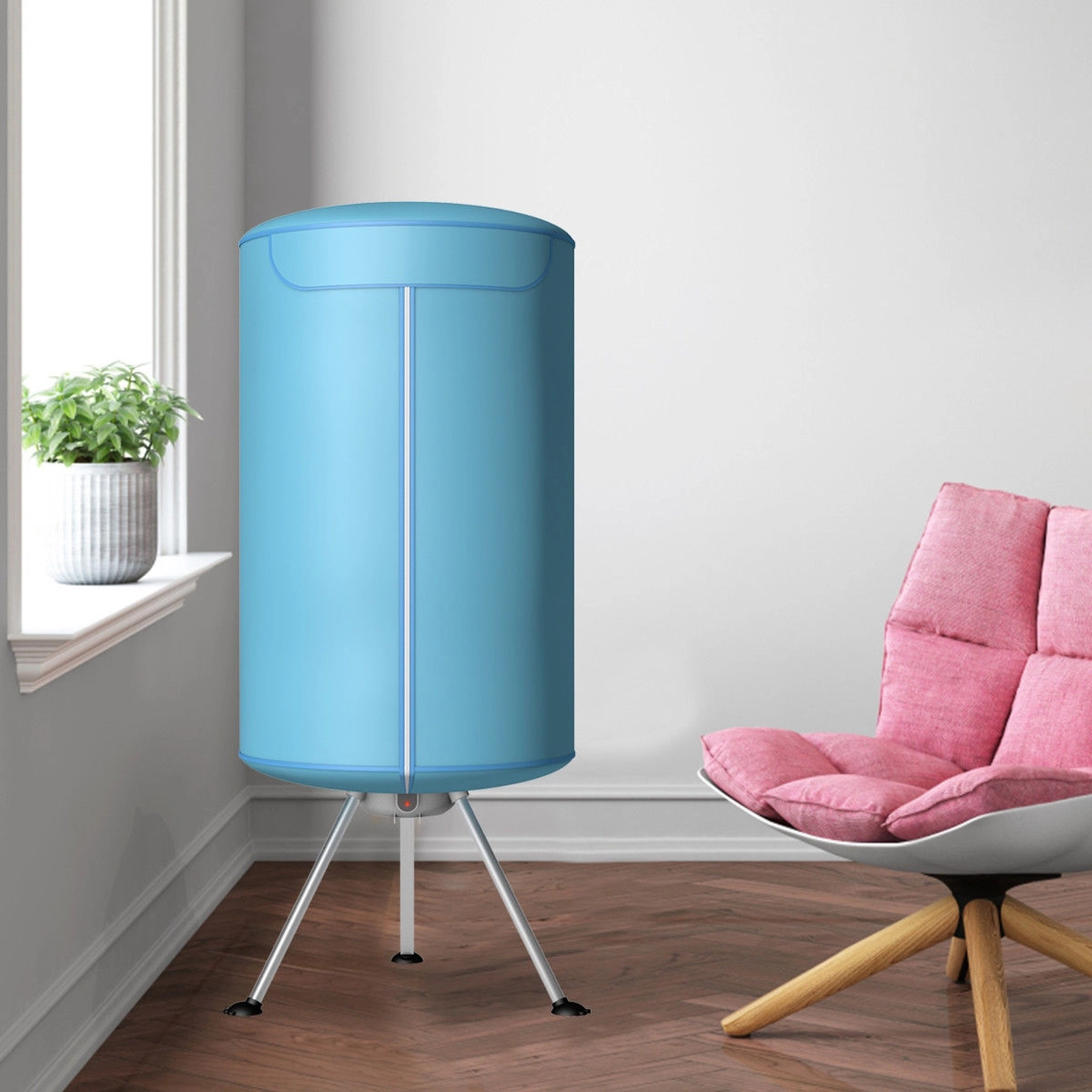 SUGIFT Lightweight Foldable Ventless Laundry Clothes Dryer 22-lb Capacity Blue Portable Wardrobe Style with Timer