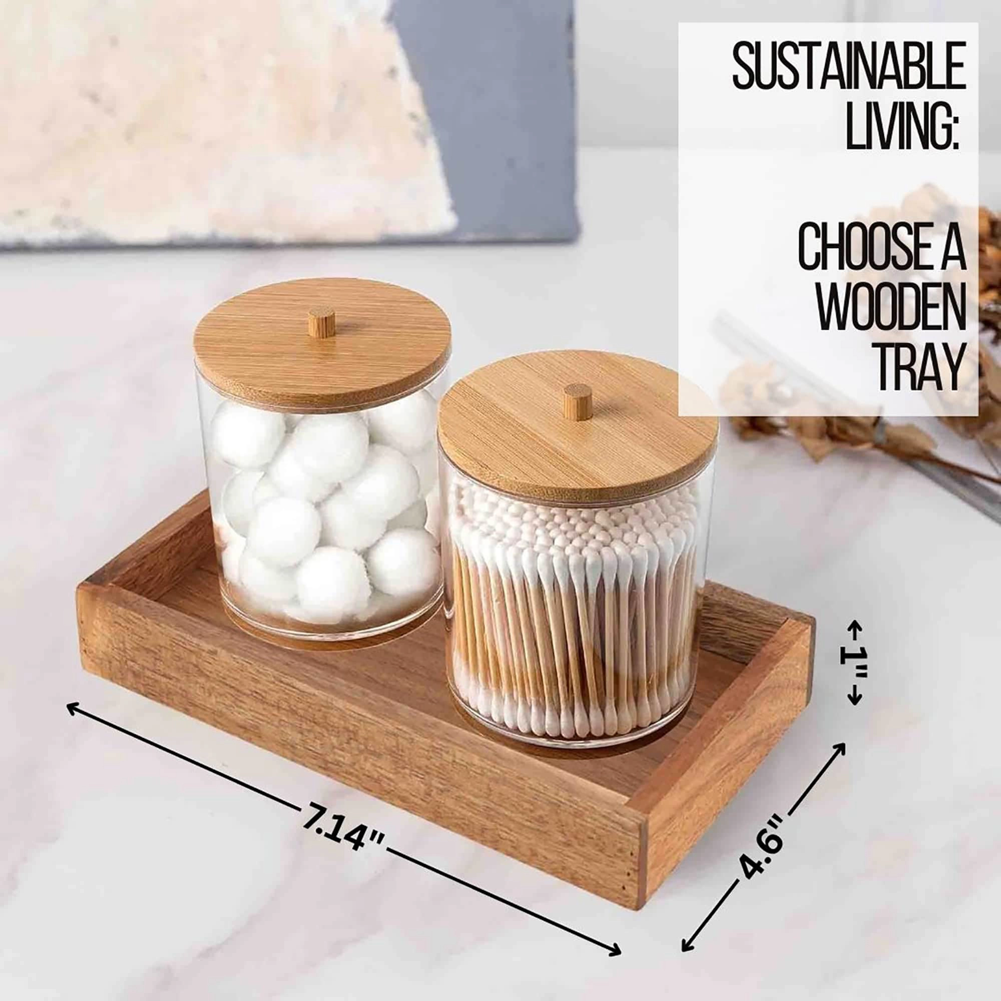 Evideco French Home Goods Acacia Wood Rectangular Vanity Tray 7.14 x 4.6 x 1 in