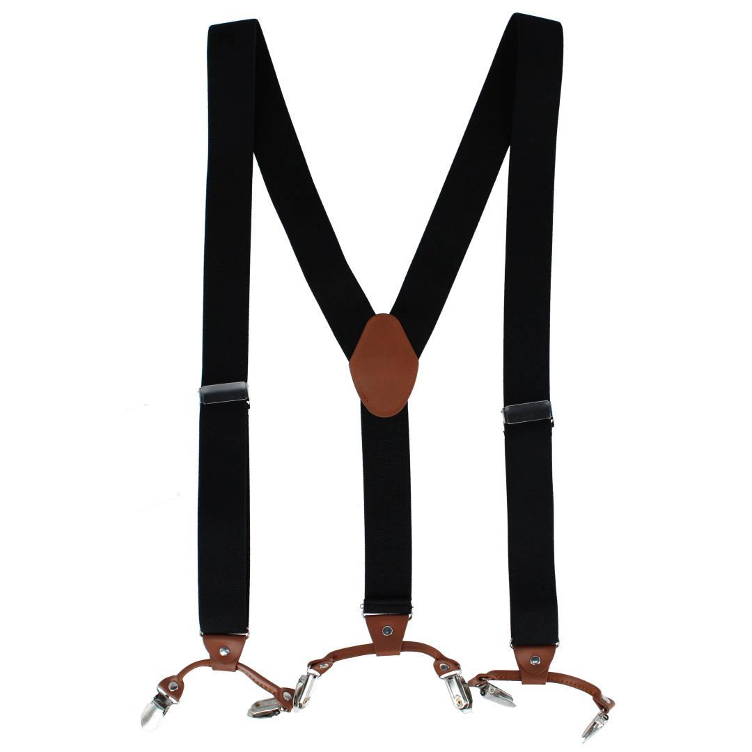 CTM Men's Solid Color Elastic Y-Back Double Clip-End Suspender