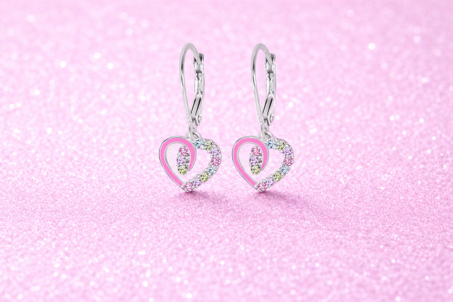 CHANTEUR Kids Silver-Plated Heart Earrings with Sterling Silver Leverback