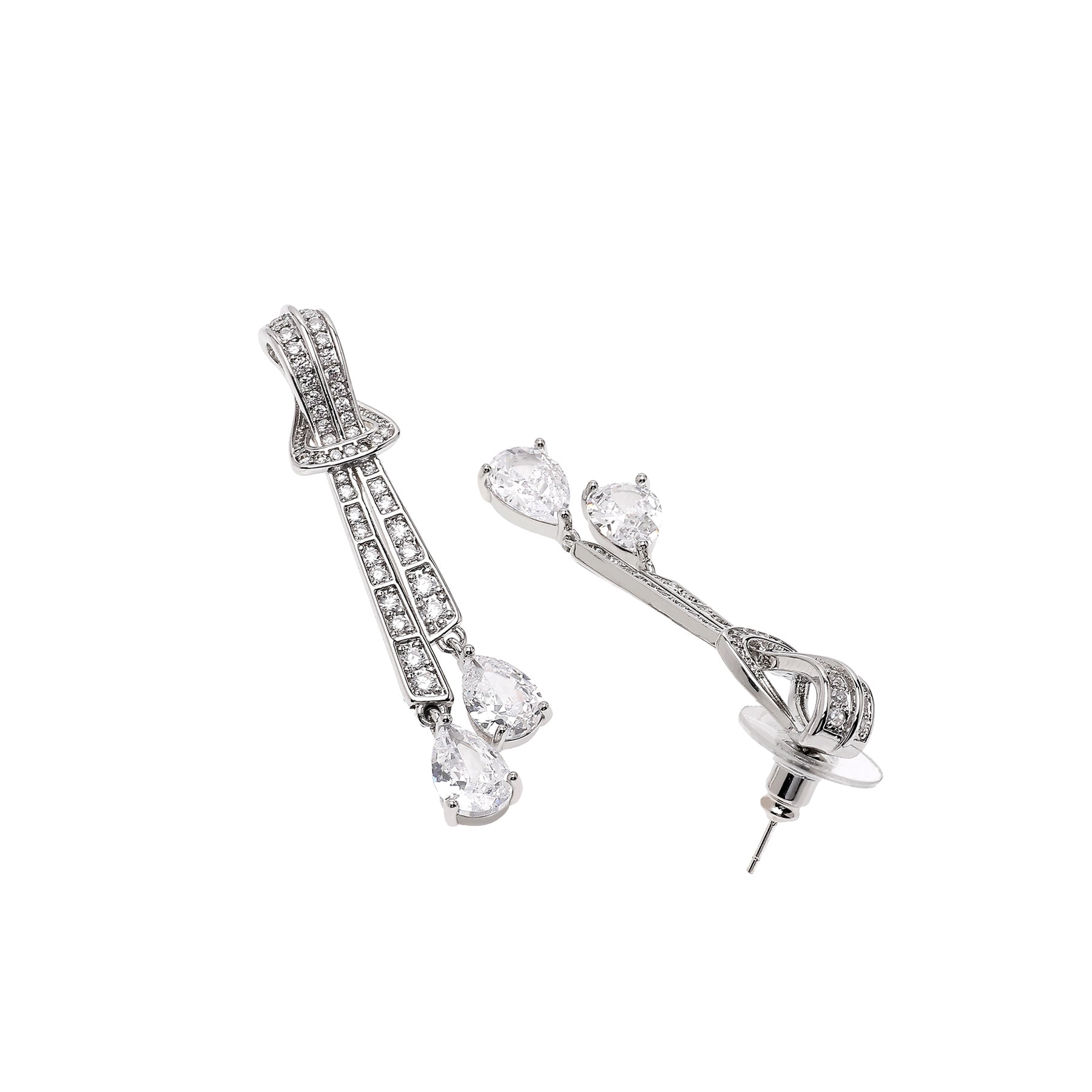 AGP PARIS Womens Silver Knot Drop Earrings