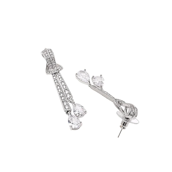 AGP PARIS Womens Silver Knot Drop Earrings, Color: Silver-coloured