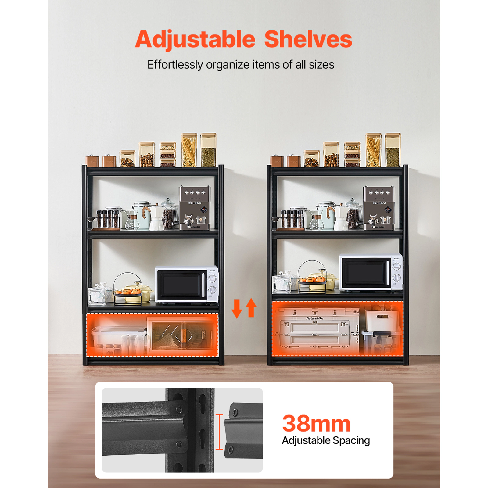 Flynama Storage Shelves 20Inches D x 40Inches W x 57Inches H 4-tier Garage Storage Shelving