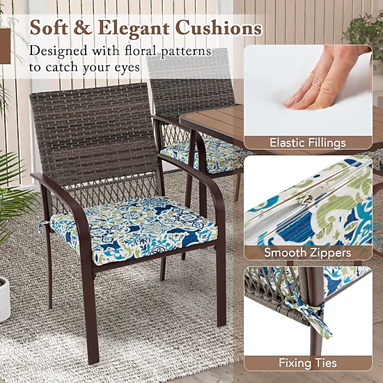 SUGIFT 5-Piece Brown Rattan Patio Dining Set with Square Table and 4 Armchairs