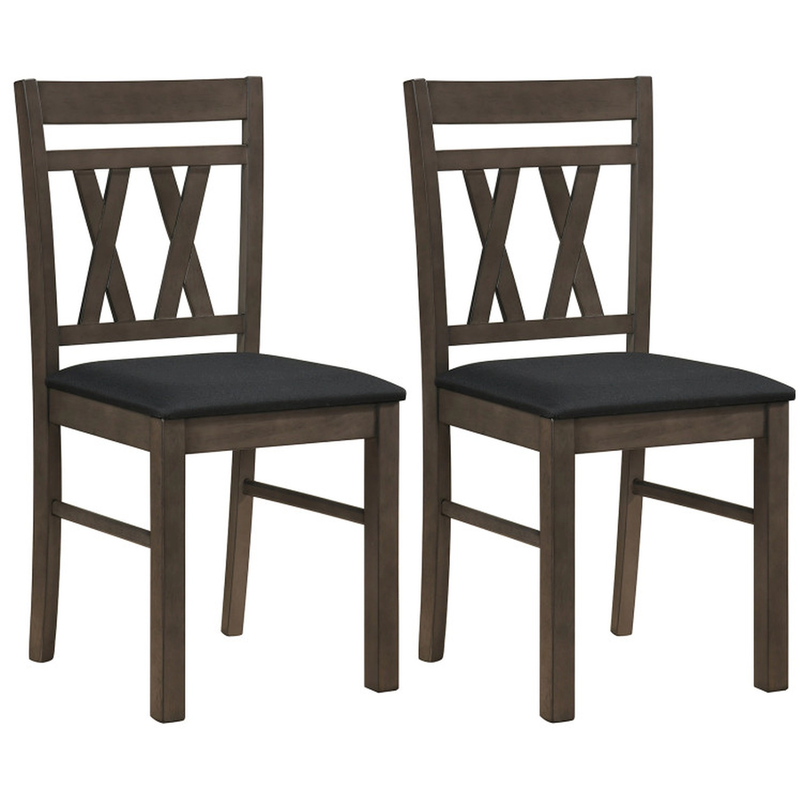 SUGIFT Set of 2 Rustic Gray Upholstered Ladder Back Kitchen Dining Chairs 18-in W 35-in H 330-lb Per Chair