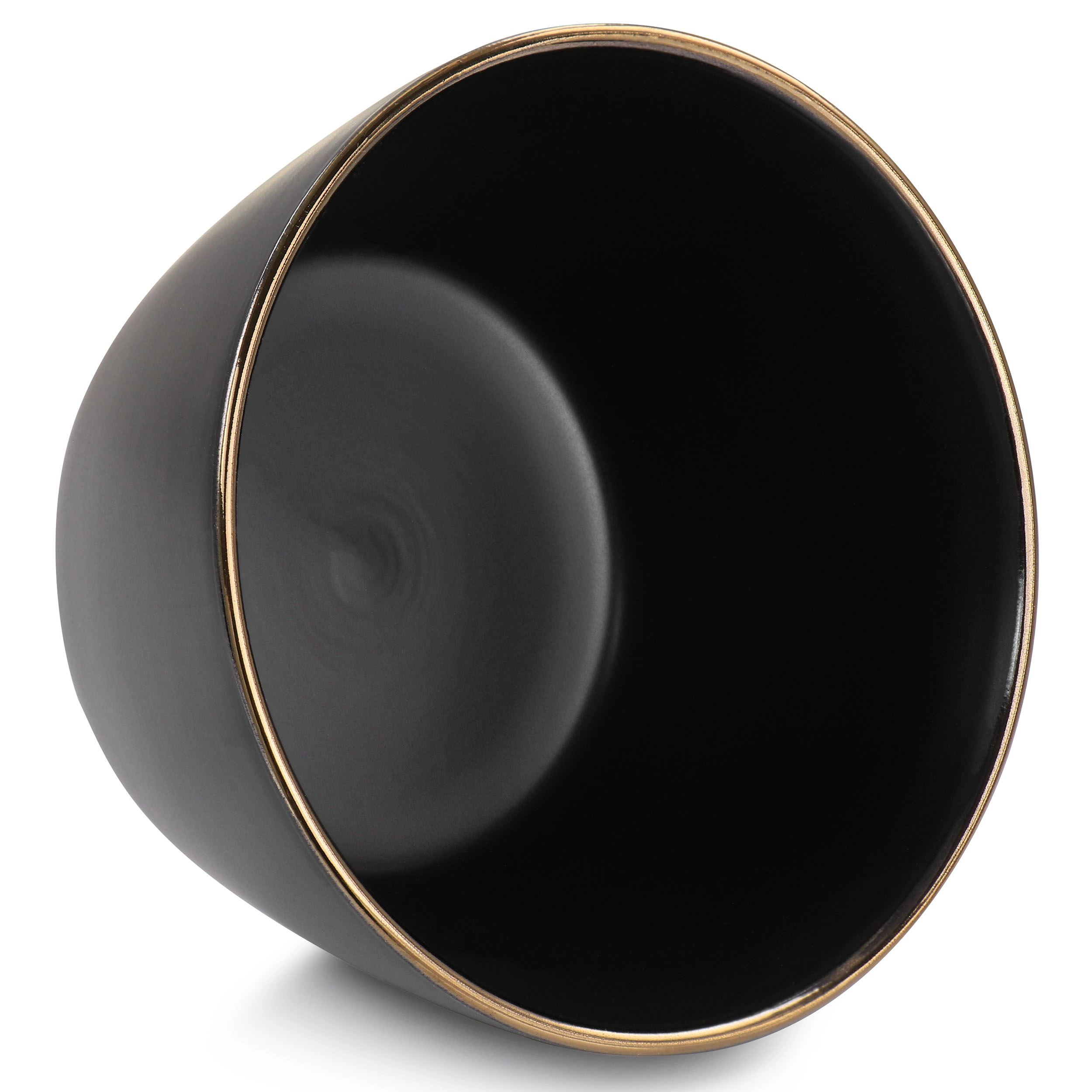 Elama 6 Piece Stoneware Bowl Set Matte with Gold Rim