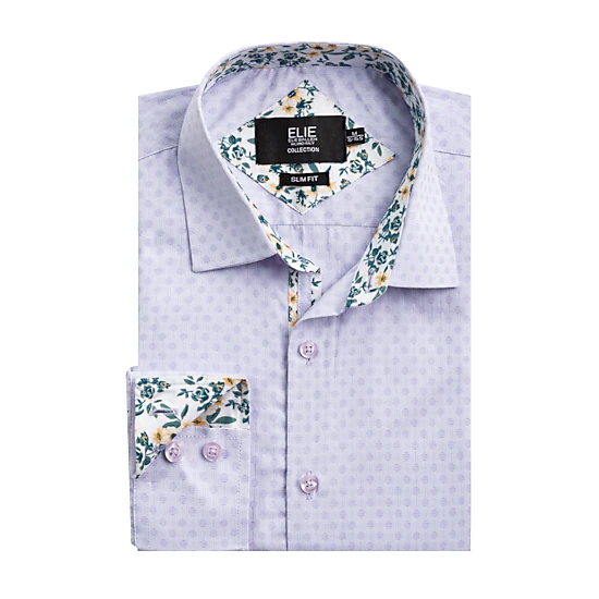 Elie Balleh Boys Slim Fit Jacquard Dot Shirt